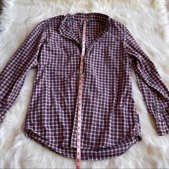 Chaps Red Navy Blue Plaid Flannel Cotton Button Down Unisex - Picture 8 of 10
